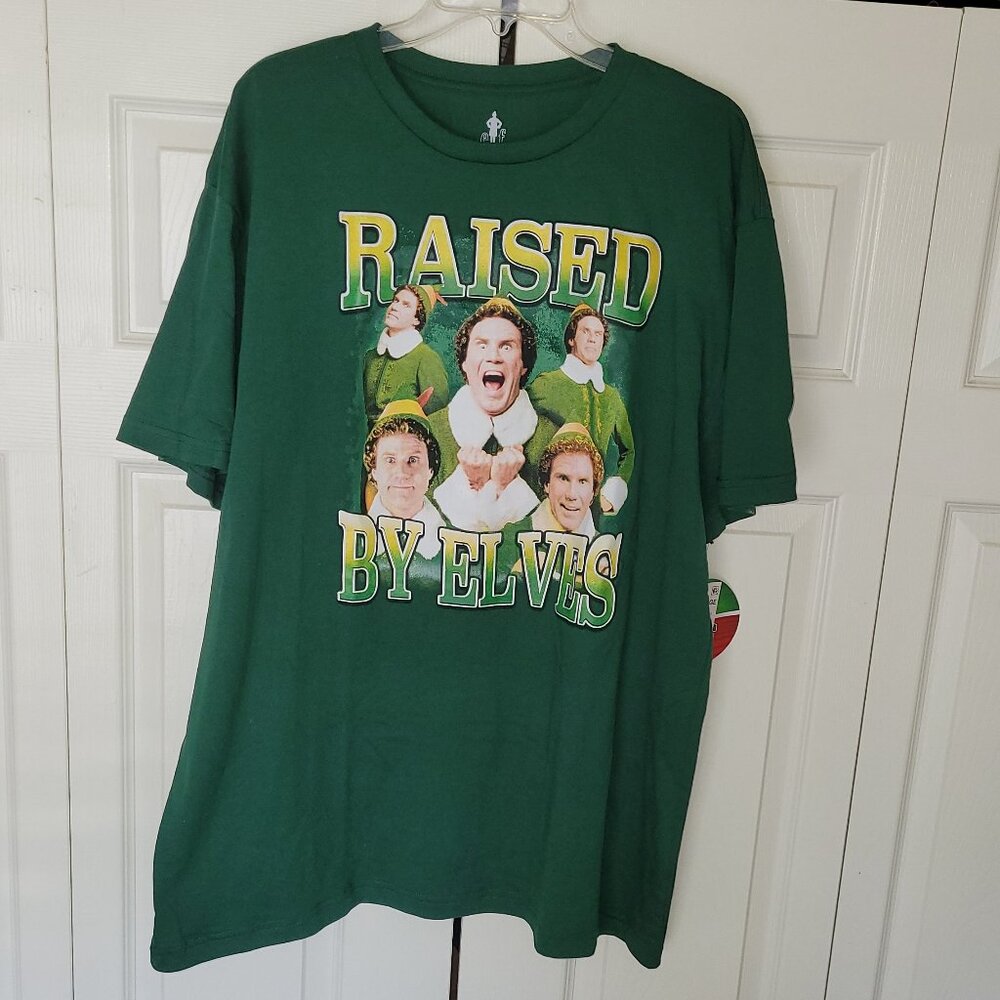 Buddy The Elf T-shirt - Raised by Elves Green Size XXL